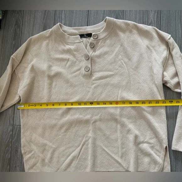 Lillusory|Tan neutral waffle knit sweatshirt with button details,Size XL•••Boho - Picture 11 of 12